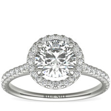 14k 白金懸浮光環鑽石訂婚戒指（1/3 克拉總重量）